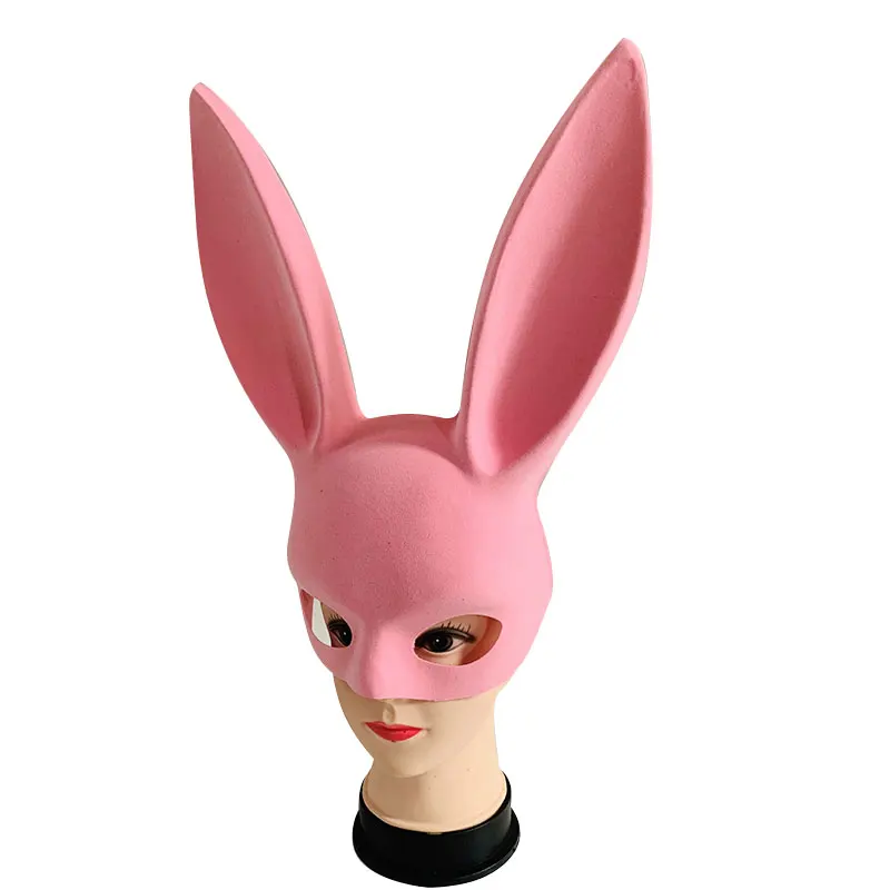 Маска для Хэллоуина с кроличьими ушками, Сексуальная повязка маска с длинными ушами кролика, маскарадные вечерние аксессуары для косплея KTV