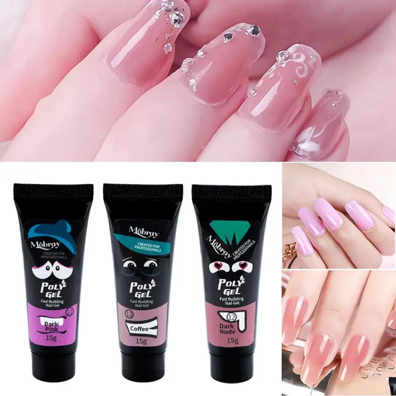 

Mobray Nail Extension Gel 15ml Paperless Holder Crystal Quick Dry Nail Art Gel With Shiny Coat Waterproof Nail Gel TSLM1