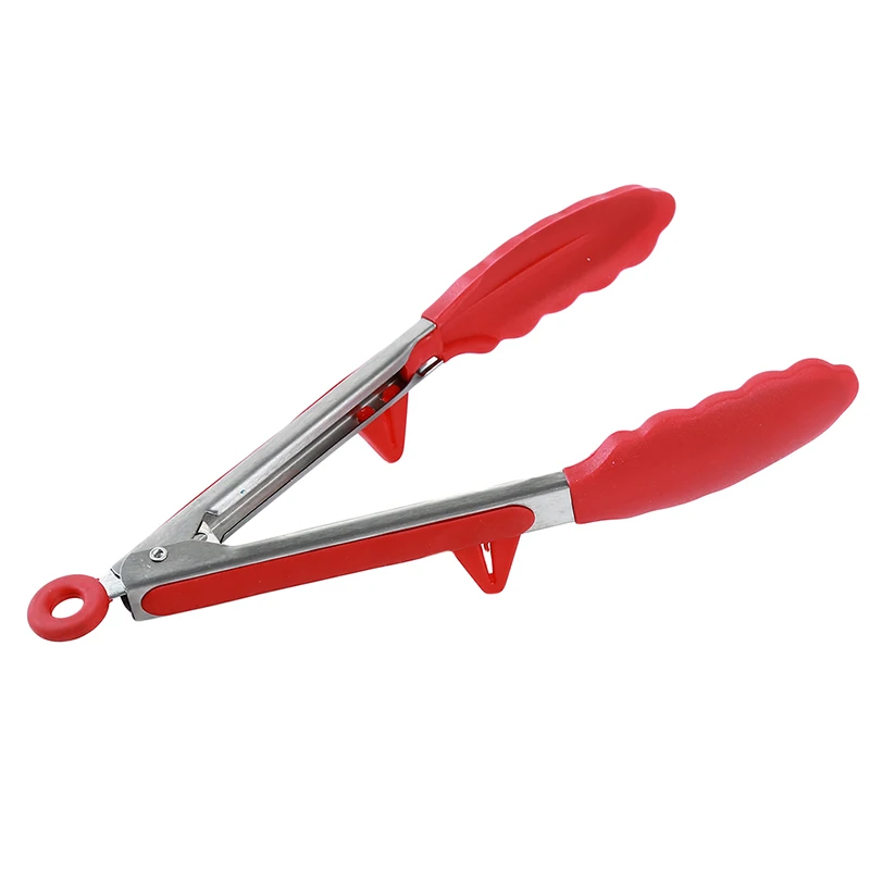 red 12in Силиконовые кухонные щипцы из нержавеющей стали для приготовления салата, сервировки барбекю, щипцы для выпечки, не нагреваются, зажим для выпечки, щипцы, инструменты для приготовления пищи - Цвет: red 12in