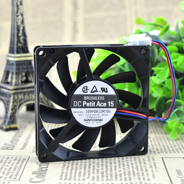Молчание Аутентичные для Sanyo 8 см рассеивающий вентилятор 8015 12V 0.09A 109P0812M706
