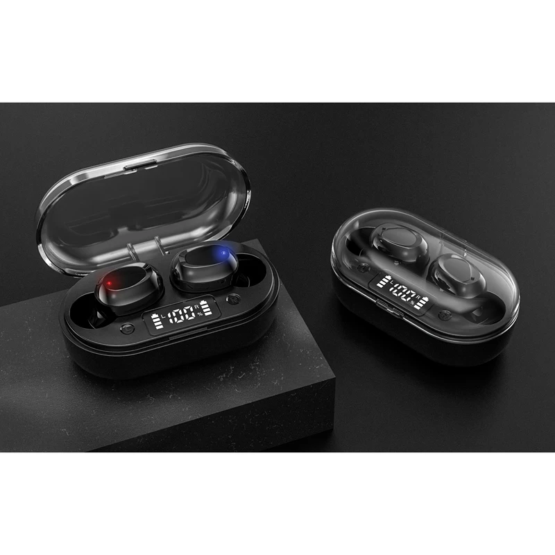 T6 In Ear Contact Digital Display Mini Headphone TWS Wireless Bluetooth 5 0 Earphones Waterproof