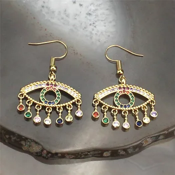 

10pcs/lot fashion rainbow eyes jewelry custom earrings women, cz charm jewelry earring. cz charm jewelry accessories
