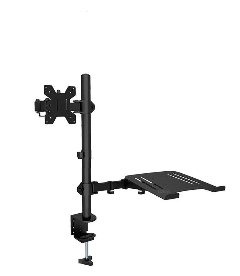 M074 Dual LCD Monitor Desk Mount Fully Adjust Stand with Extra Laptop Tray for Laptop Notebook up to 17" and Screen up to 32" — view 6