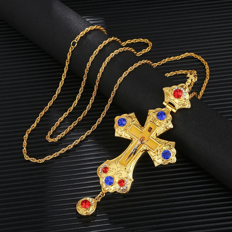 Христианская религия кулон с крестом Иисуса длинное ожерелье большое
