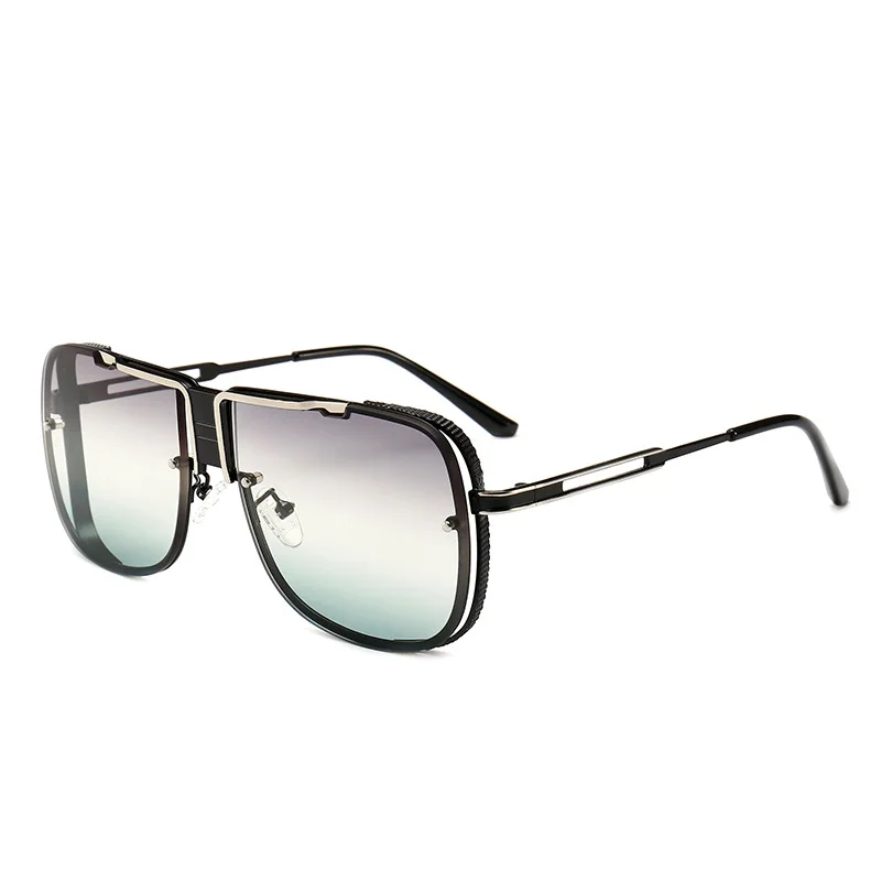 Классические Винтажные Солнцезащитные очки пилота, мужские Модные брендовые дизайнерские очки для вождения, градиентные линзы, металлические солнцезащитные очки с заклепками для мужчин, UV400 - Цвет линз: Green