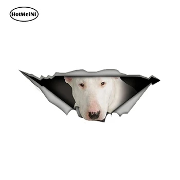 

HotMeiNi 13cm x 4.9cm White Bull Terrier Car Sticker Torn Metal Decal Reflective Stickers Waterproof Car Styling Pet Dog Decal