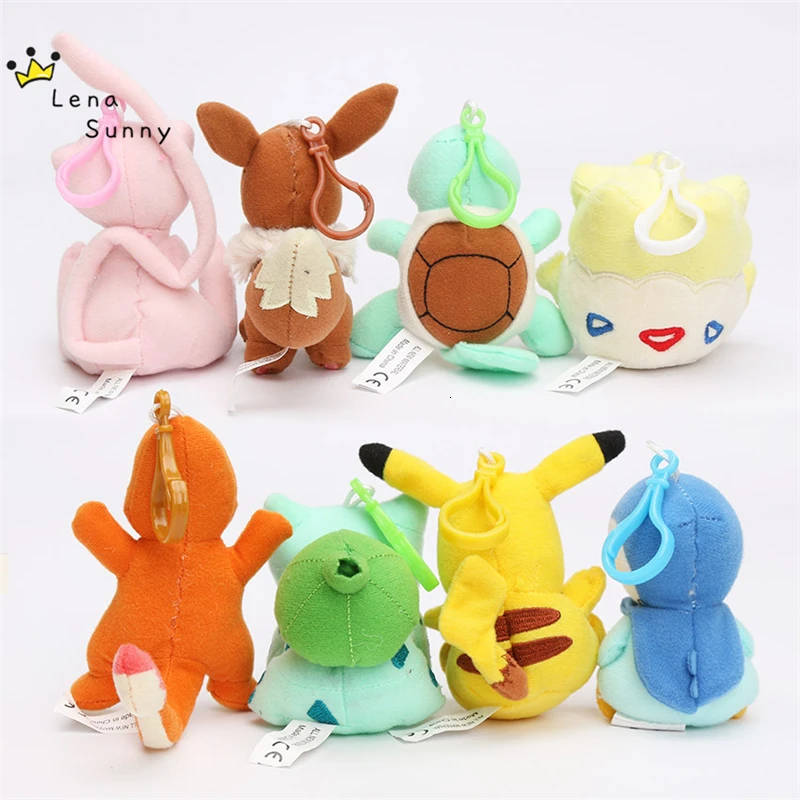 8 шт./лот смешанный стиль 7-12 см Пикачу/Eevee брелок маленькие подвесные плюшевые игрушки, дети Charmander/Snorlax/Squirtle рождественские игрушки