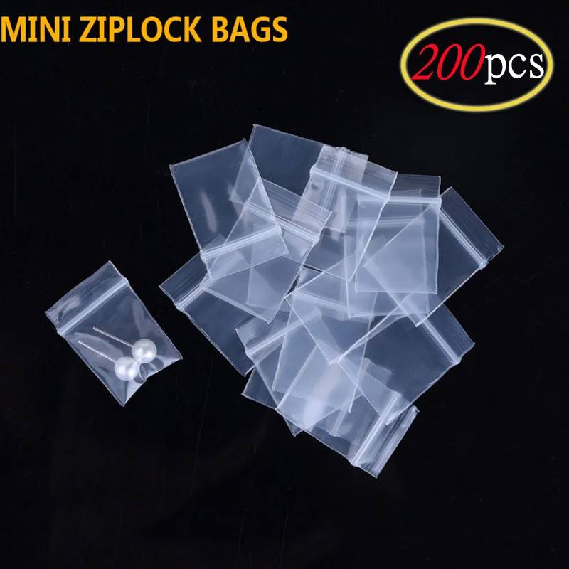 100pcs Clear Plastic Mini Ziplock Bag Transparent Jewelry Crystal