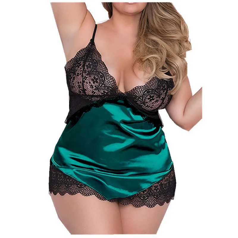 Пикантное платье 3XL 4XL 5XL женская одежда для сна кружевная шифоновая пижама в