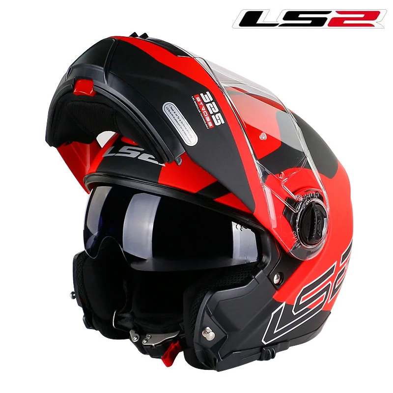 Matte Black Red Новое поступление LS2 FF325 модульный мотоциклетный шлем гоночный человек откидной несколько цветов женский шлем с двойным объективом емкость LS2 ECE - Цвет: Matte Black Red
