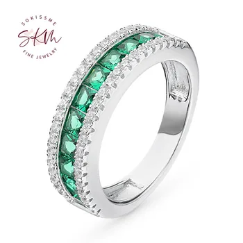 

SKM Vintage emerald rings for women 14k 18k rose gold Engagement rings designer Anniversary Luxury Fine Jewelry