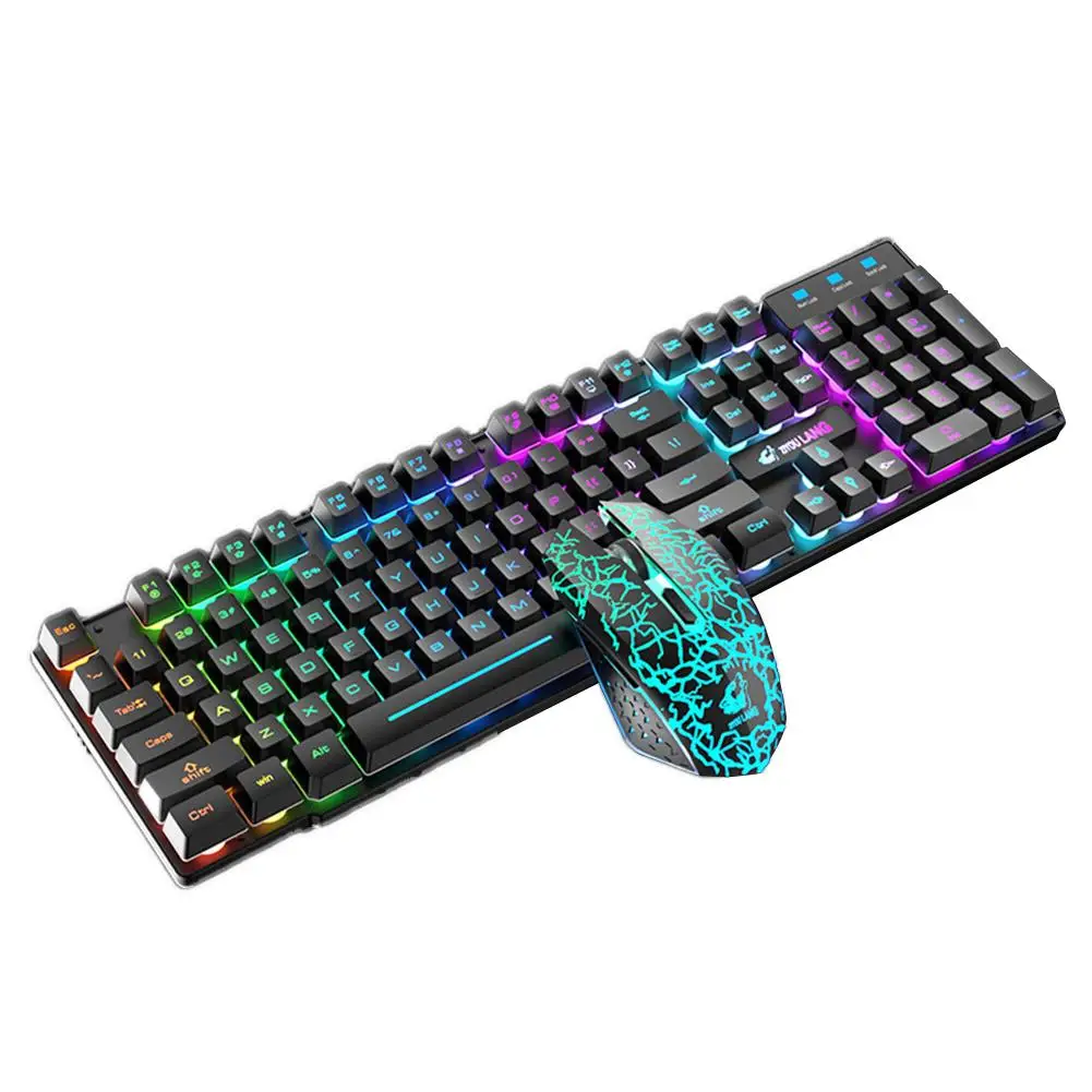 Wireless Rechargeable Colorful Light Gaming Keyboard Mouse Set for Laptops Keyboards Combos 3000mAh 800 1600 2400 DPI