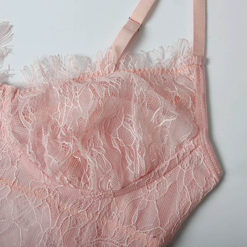 pink lace bodysuit women15