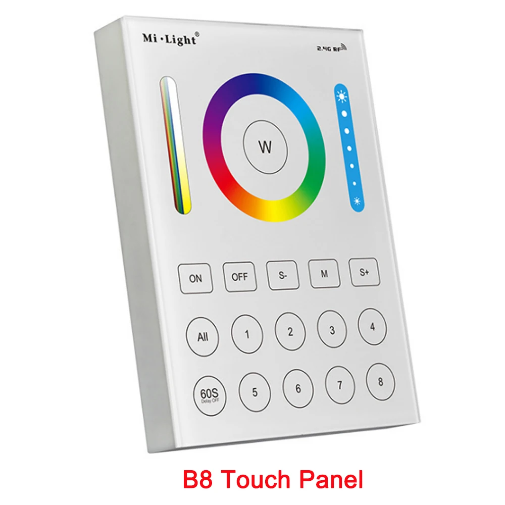 B8 Touch Panel MiLight 2,4G беспроводной 8 Zone FUT089 пульт дистанционного управления; B8 настенная сенсорная панель; LS2 5IN 1 Умный светодиодный контроллер для RGBW RGB+ CCT Светодиодная лента - Цвет: B8 Touch Panel