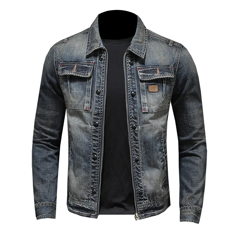 

Denim Jacket Jeans Vintage Clothes Retro Men's Coat Plus-Size Casual New Slim Classics