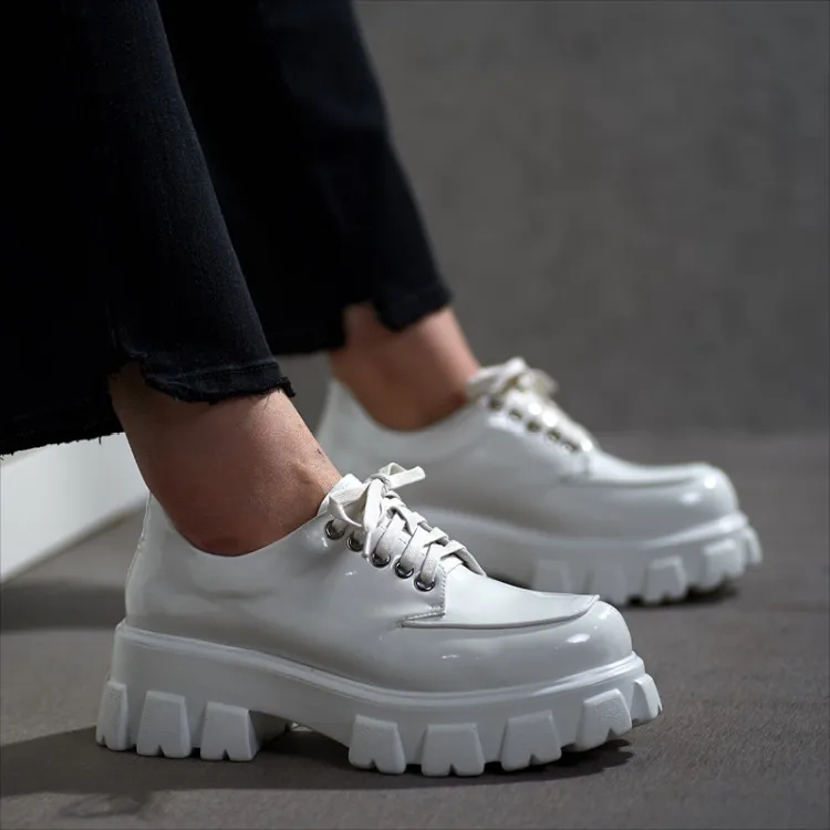 

Shoe 2020 New Style Pq1-1l Genuine Leather in Thick Bottomed White Shoes round-Toe Casual Shoes WOMEN'S Shoes Spring-Style