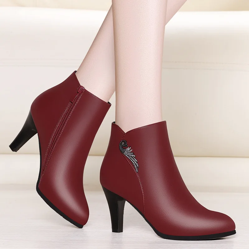 

Thin Heeled High-Heel WOMEN'S Leather Boots Ankle Boots 2019 Autumn And Winter New Style Boots WOMEN'S Shoes British Style Marti