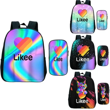 

New Likee Video APP like Likee Backpack Students 2pcs Set SchoolBag Boys Girls Kids Like Likee Colorful Cat Fox Bookbag Rucksack