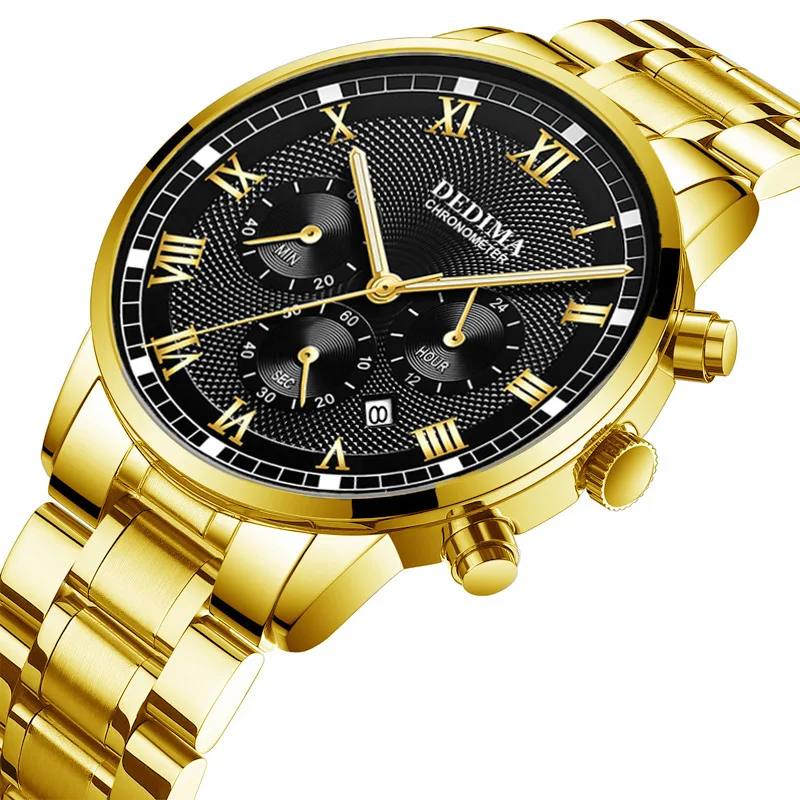 

Real Chronograph 6-pin Business Watch Men Wrist Watches 30M Waterproof Luminous Multifunction Man Quartz Clock Full Steel A3628