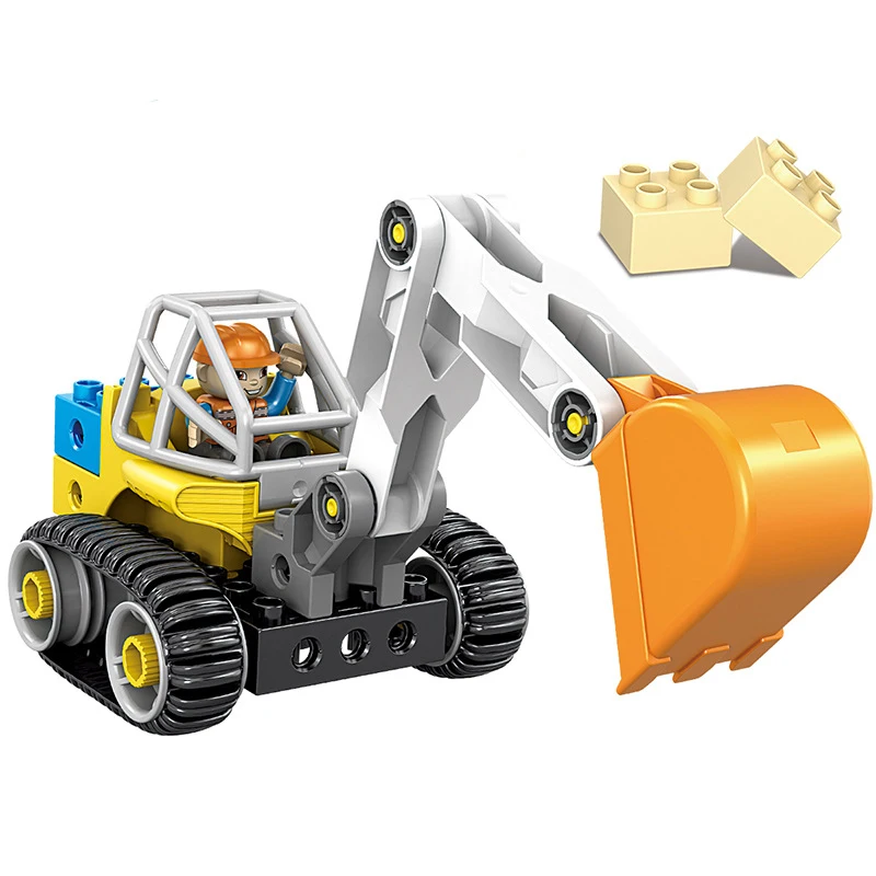 Original KAZI urban engineering assembling large particle building block excavator combination early childhood education toys