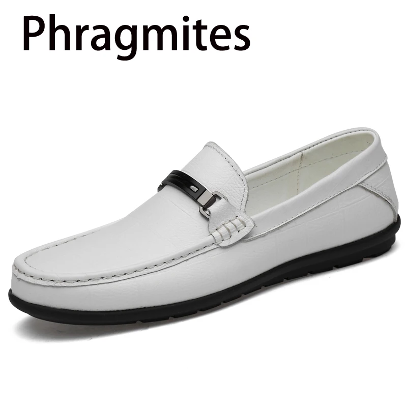 

Phragmites Summer Autumn NEW Men's Loafers Comfortable Flat Casual Shoes Breathable Slip-On Soft Leather Driving Shoes Moccasins