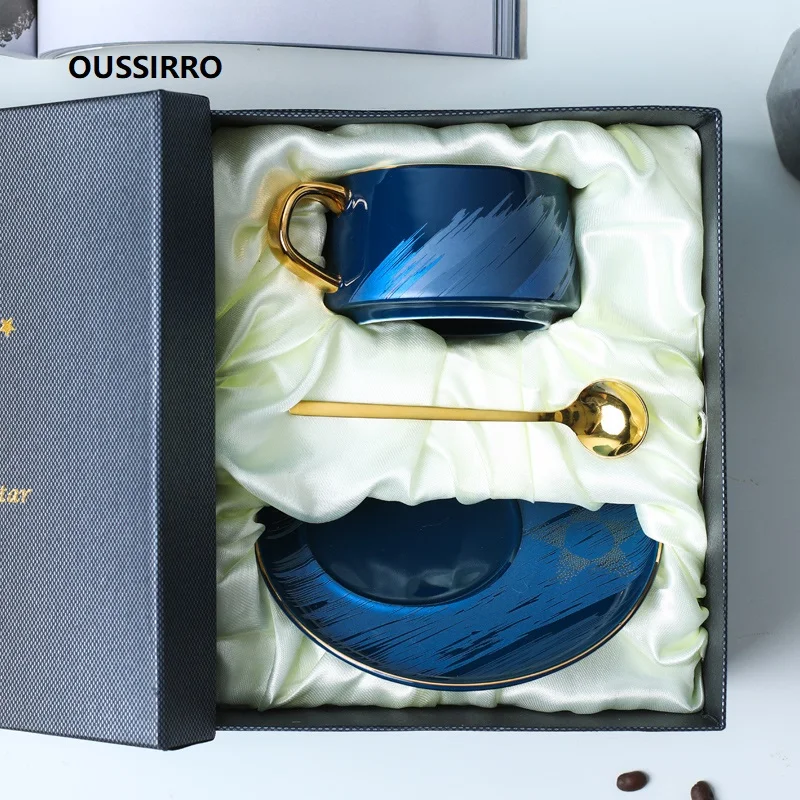 OUSSIRRO, модная керамическая кружка для кофе, молока, с тарелкой, пара, утренний чай, чашка для офиса, чашка для воды, подарок для девочек