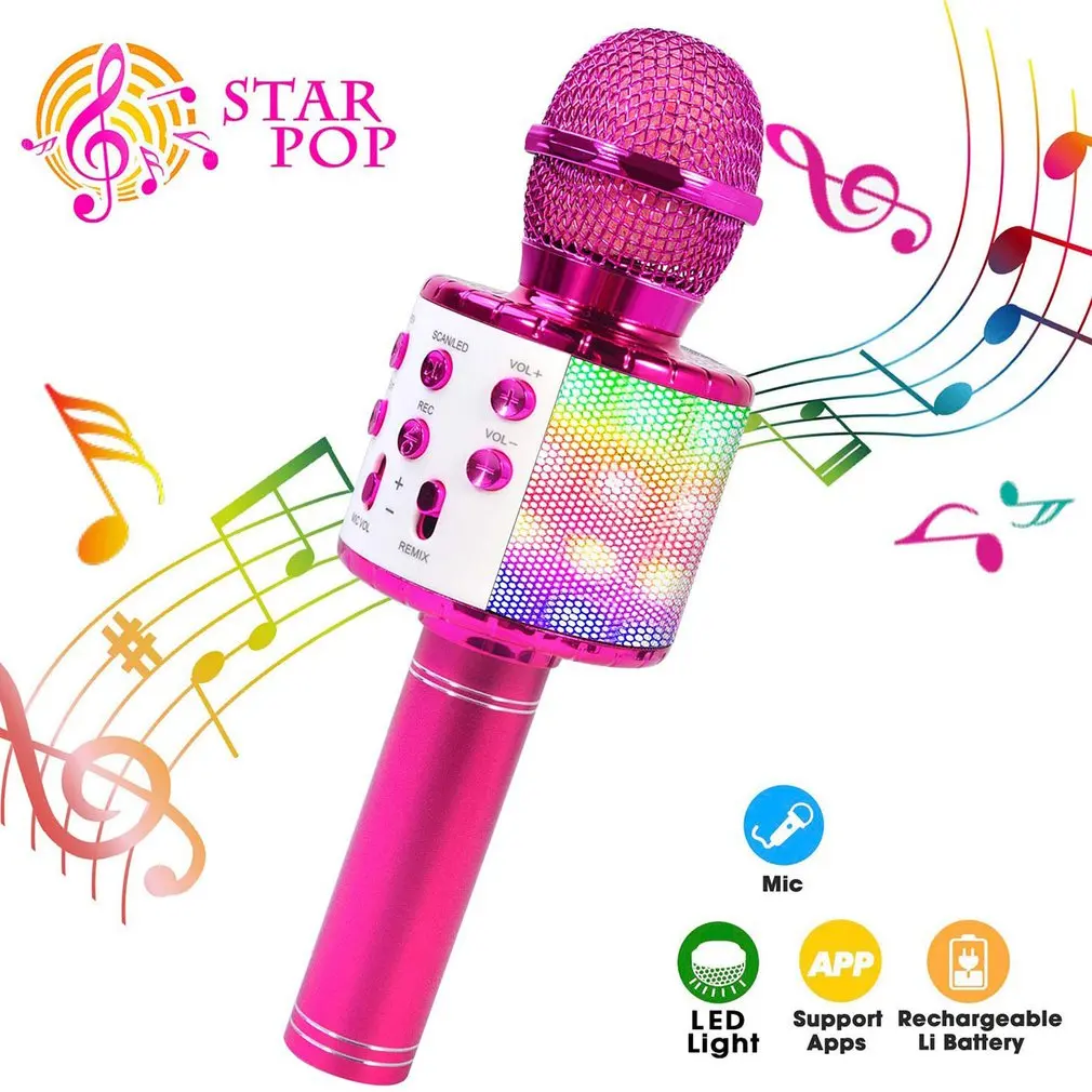 KTV-micrófono de mano inalámbrico PARA Karaoke, reproductor USB, altavoz portátil para Navidad, fiesta en casa