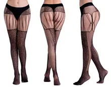  Hot Sale Erotic Stockings With Garter Belt For Women Fishnet Pantyhose Plus Size Thigh High Socks Sexy Lingerie 