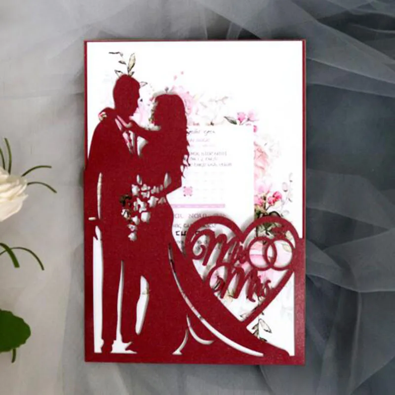  100pcs/set European Style Valentine's Day invitation Card Hollow out Luxury Wedding Greeting Card B - 4.00031E+12