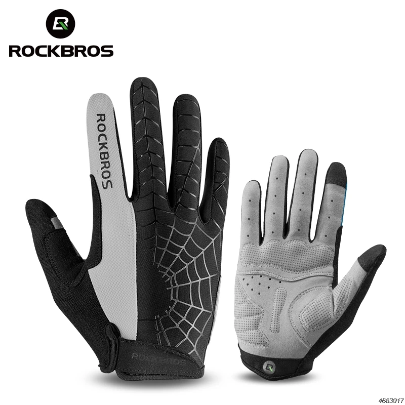 ROCKBROS зимние мотоциклетные перчатки с гелевой подкладкой, теплые перчатки с полным пальцем, перчатки для мотоцикла, перчатки с сенсорным экраном, ветрозащитные