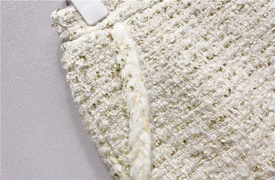 Tweed sleeveless jacket+ skirt suit wire fabric spring / autumn women's jacket ladies woolen fashion 2 piece skirt suit