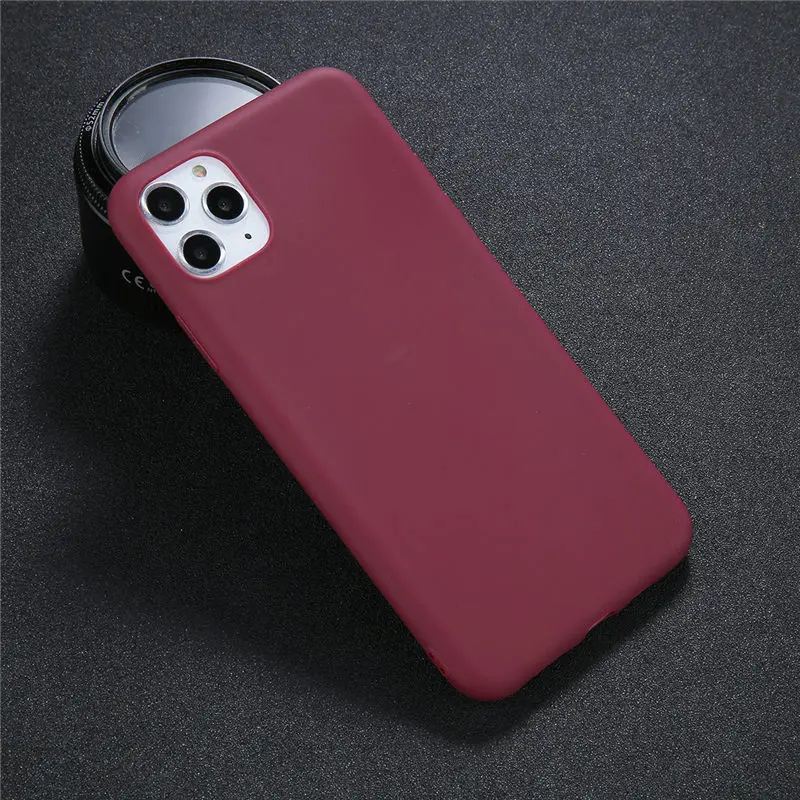Lovebay силиконовый чехол для телефона для iPhone 11 Pro X XR XS Max 7 8 6 6s Plus 5 5S SE карамельный цвет сплошной мягкий чехол для iPhone 11 - Цвет: WR