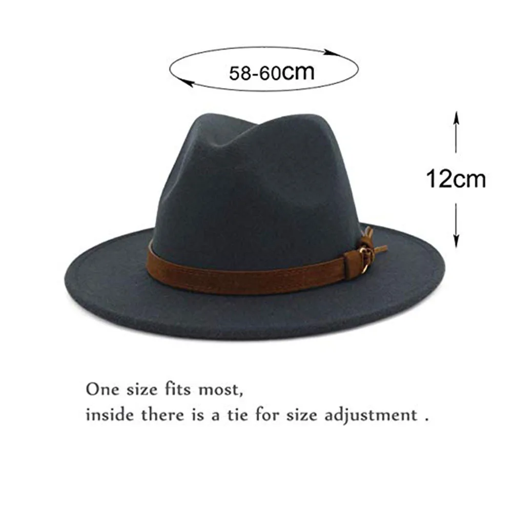 Винтаж сплошной цвет фетровый котелок с широкими полями Fedora Hat Зима флоппи Женская кепка Джаз горра Европейский Американский Круглый Кепка s котелок шапки