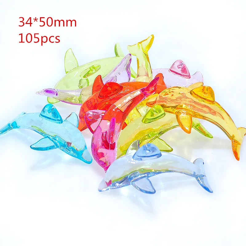 

DIY Jewelry Findings 105pcs 34*50mm Girls Chunky Bubblegum Necklace Pendants Acrylic Dolphin Charms Ornaments Accessories