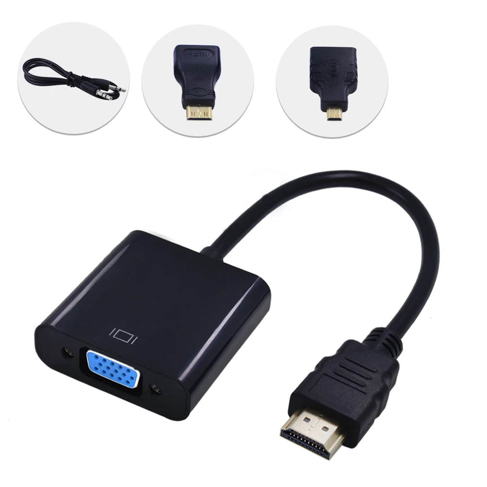 TISHRIC HDMI к VGA адаптер конвертер «Папа-мама» сплиттер 1080P дисплей мини HDMI микро кабель для ПК ноутбук планшет