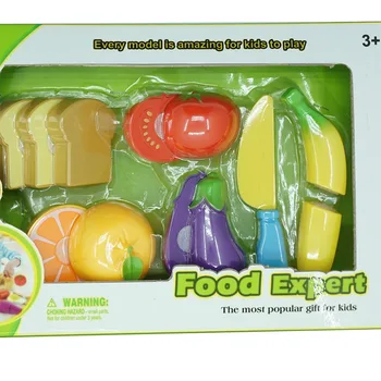 

OHMETOY DIY Kitchen Food Toys Set Pretend Play Cut Fruit Vegetable Bread Toast Playset Baby Kids Educational Toys Gift