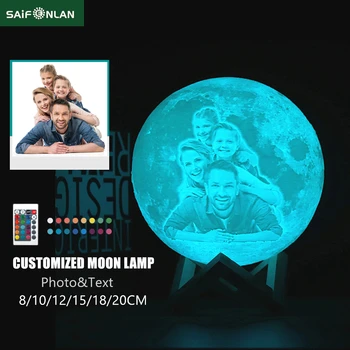 

Dropship 3D Printing Moon Light Photo/Text Customized Personality Lunar USB Charging Night Lamp Touch Control 2/16 Colors
