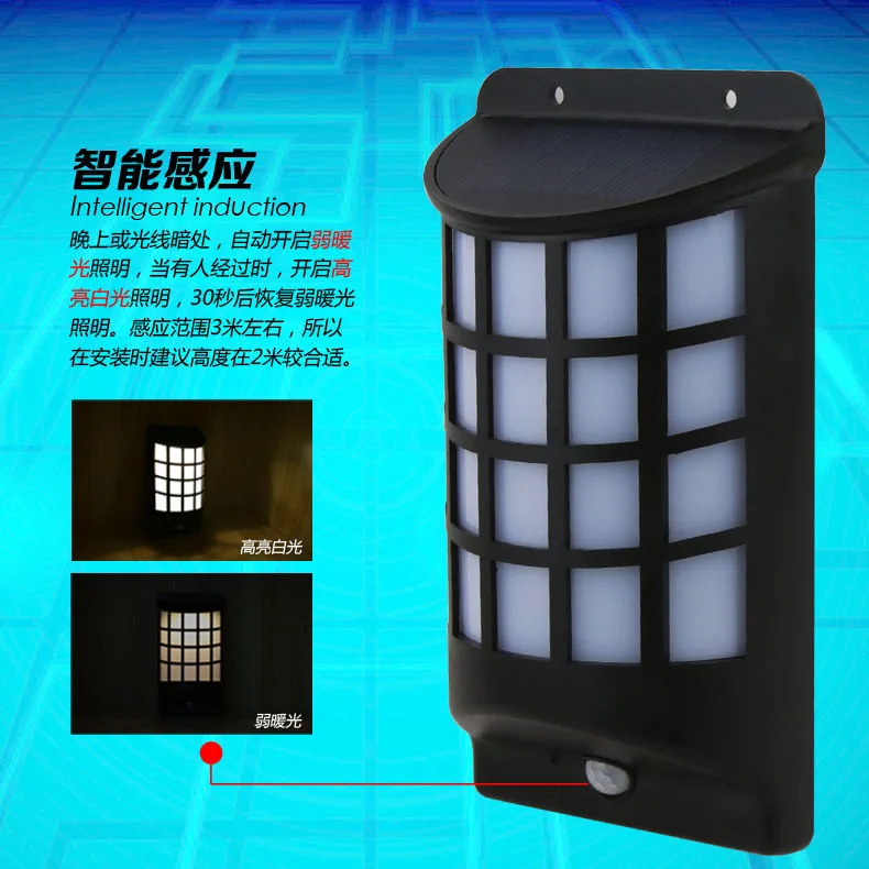 

Solar Outdoor Wall Lamp Human Infrared Induction 66LED Street Lamp Garden Lawn Decorative Landscape Lamp