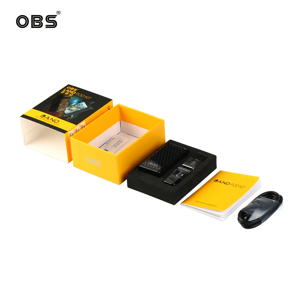 OBS Land Pod Комплект 1,5 мл картридж 750 мАч встроенный аккумулятор электронная сигарета Vape Box VS Smoant Pasito