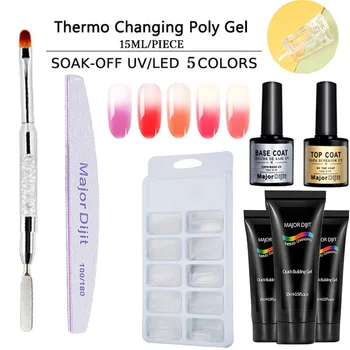 

Nail Art Tools Quick Building Gel Thermal Color Change Base&Top Coat UV Gel Manicure Poly Gel Nail Art Extension Set Nail Molds