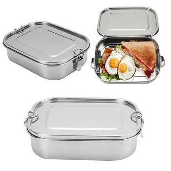

Hot!! Stainless Steel Lunch Box Bento Box Single Layer Food Container Portable Leak-Proof Thermal Lunch Box for Student Adult