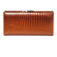 Portefeuille Long en cuir de vache véritable pour femme, porte-monnaie de marque de luxe, motif Alligator 2