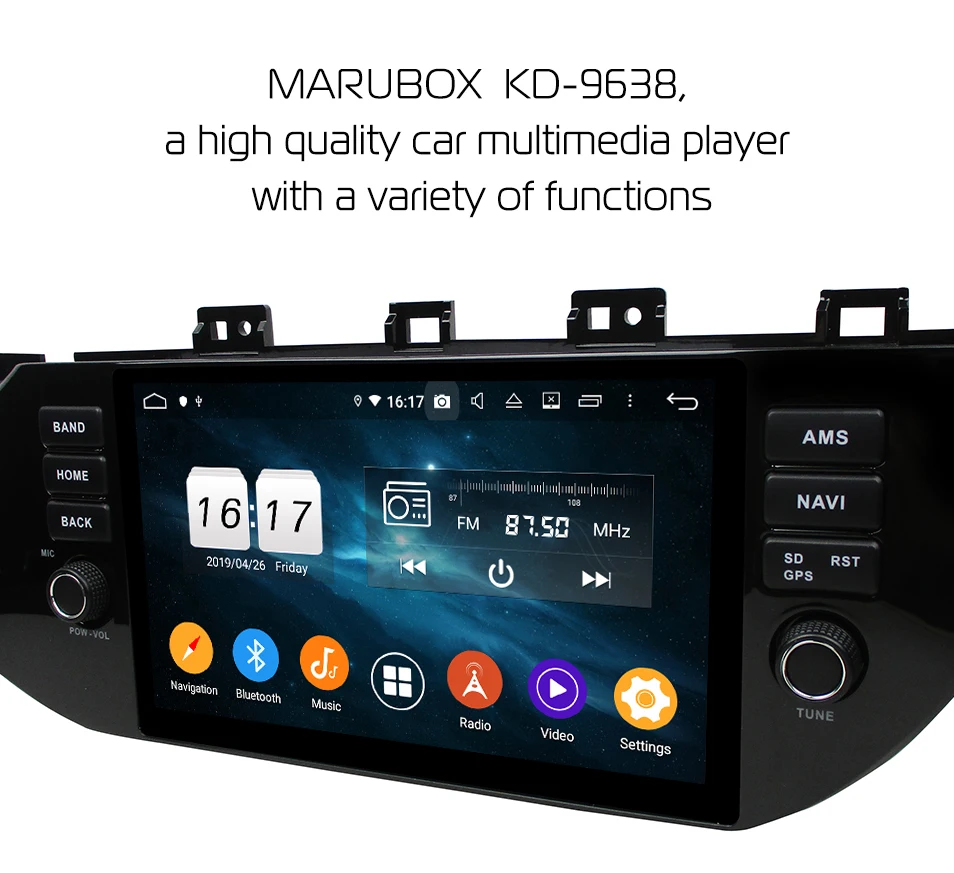 Sale Marubox KD9638 DSP, 64GB 1 Din Car Multimedia Player for Kia Rio 2017 +, 9" IPS Screen with GPS Navigation, Bluetooth, Android 9 7