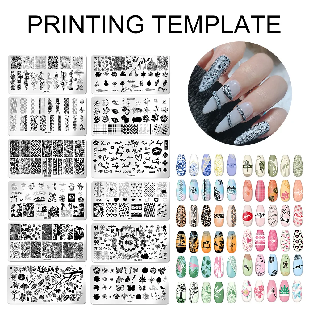 Nail Stickers Art Stamping Template Butterfly Leaves Floral Heart Stamp Plate Stencil Reusable Metal Manicure Nail Accessories
