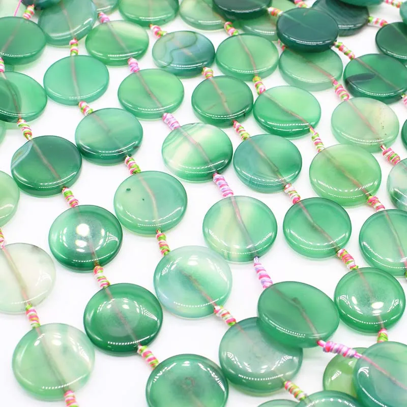 2 strands/lot 30 mm Natural  round agate Coin Stone Beads For DIY Necklace Jewelry Making Loose 15