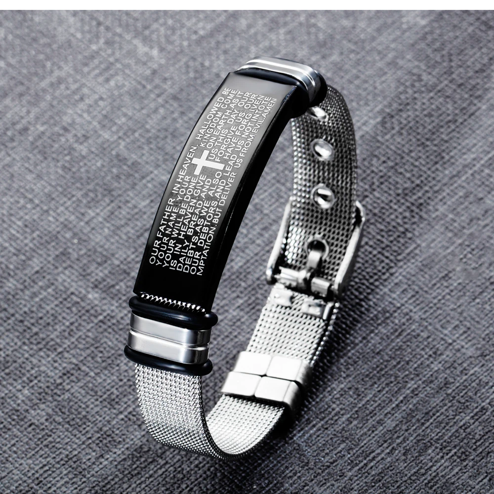 EyeYoYo черный Минимальный Крест из Библии мужской браслет|Гибкие браслеты| |