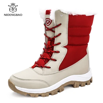 

Waterproof Snow Boots Womens Shoes With Fur Winter Warm Flats Ankle Botas Anti-slip Female Sneakers Zapatos Mujer Big Size 42