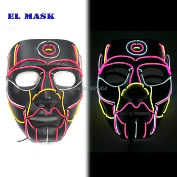 

Colorful Monster Face Neon Mask Horror Halloween EL Wire Mask Glowing Party Decor Led Rave Mask With Steady On DC-3V Inverter