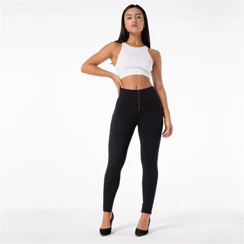 Melody wear sport fitness thin leggings black shiny yoga pants high waisted scrunch leggings 4