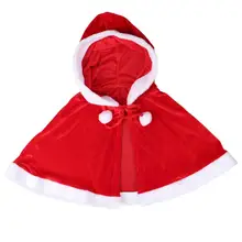 

Santa Claus Cape Hooded Patchwork Unisex Short Bow Xmas Cloak Christmas Wear
